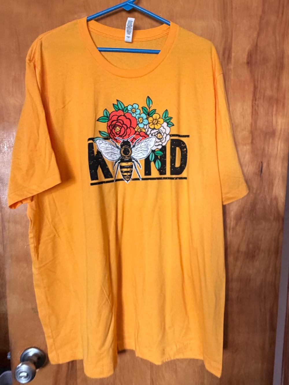 Bella Canvas Yellow Tee with Bee & Floral 'Kind' Graphic